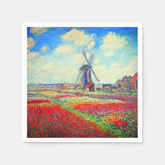 Monet Tulips Windmill Serviette (Vorderseite)