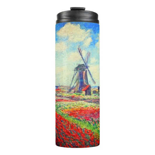 Monet Tulips Windmill Thermosbecher (Vorderseite)