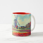 Monet Tulips Windmill Zweifarbige Tasse (VorderseiteRechts)