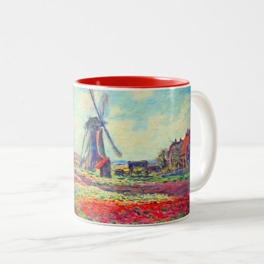 Monet Tulips Windmill Zweifarbige Tasse (VorderseiteRechts)