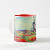 Monet Tulips Windmill Zweifarbige Tasse (Vorderseite Links)