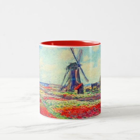 Monet Tulips Windmill Zweifarbige Tasse (Mittel)