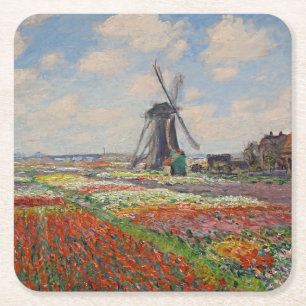 Monet - Tulpenfelder in Holland Rechteckiger Pappuntersetzer