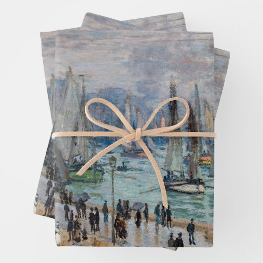 Monet - Verlassend Fischereifahrzeuge des Hafens L Geschenkpapier Set (Beispiel)