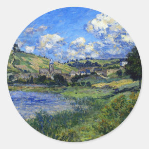 Monet - Vetheuil, Landschaft Runder Aufkleber