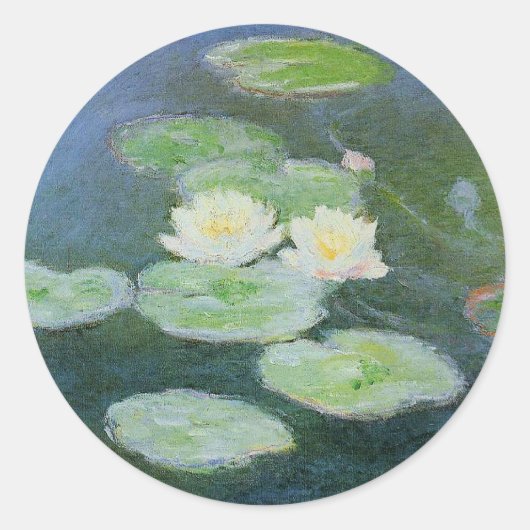Monet - Wasser Lilien, Abend, Runder Aufkleber (Vorderseite)