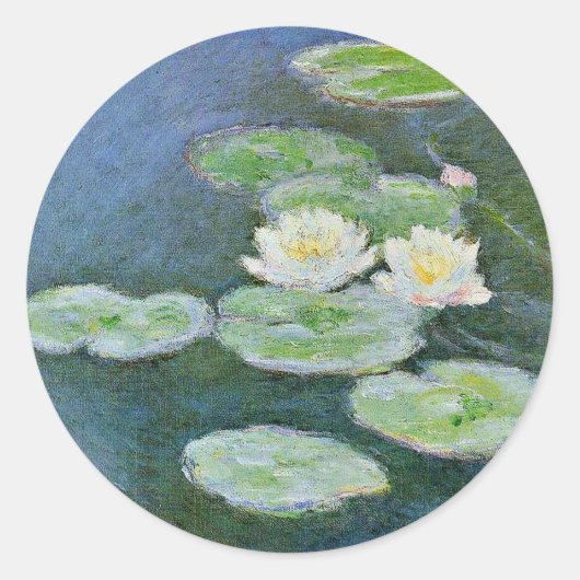 Monet - Wasser Lilien, Abend Runder Aufkleber (Vorderseite)