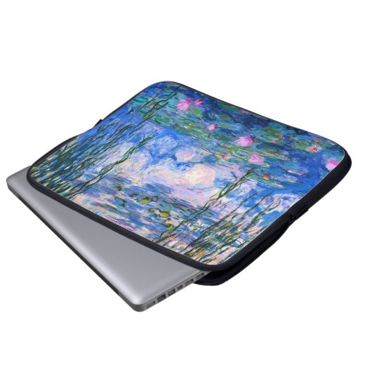 Monet Wasser-Lilien-Laptop-Hülse Laptopschutzhülle (Vorne Knopf)