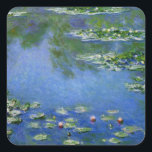 Monet Wasser-Lilien Quadratischer Aufkleber<br><div class="desc">Monet Wasser-Lilien</div>