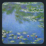 Monet Wasser-Lilien Quadratischer Aufkleber<br><div class="desc">Monet Wasser-Lilien</div>