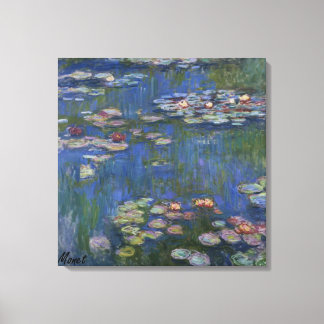 MONET WATER LIES 1916 Blaue Stretched Leinwand Art