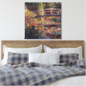 MONET Water Lilie Rose Stretched Canvas Print Leinwanddruck (Insitu (Schlafzimmer))