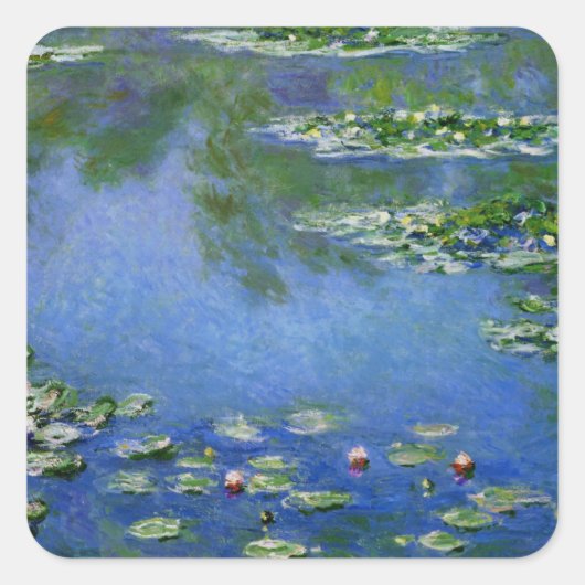 Monet Water Lilien Quadratischer Aufkleber (Vorderseite)