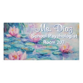 Monet Water Lilien School Psychologin Room Sign Türschild
