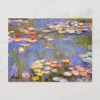 MONET Water Lilies 1916 brite hues POSTCARD Postkarte