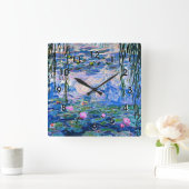 Monet - Water Lilies, 1919, berühmtes Gemälde Quadratische Wanduhr (Zuhause)