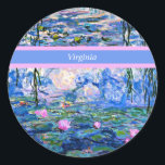 Monet - Water Lilies 1919 Vorlage Runder Aufkleber<br><div class="desc">Claude Monets berühmtes Gemälde,  Water Lilies,  1919,  Template,  bereit,  zu personalisieren. Geben Sie Ihren eigenen Namen/Text anstelle von Virginia ein.</div>