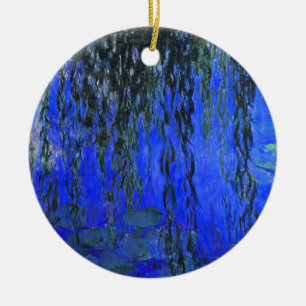 Monet Water Lilies and Weeping Willow Branches Keramik Ornament