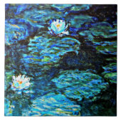 Monet - Water Lilies, blau Fliese (Vorderseite)