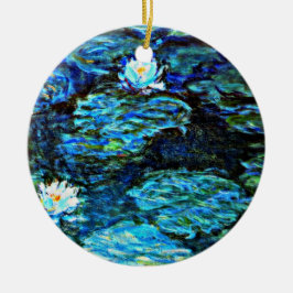 Monet - Water Lilies, blau Keramik Ornament