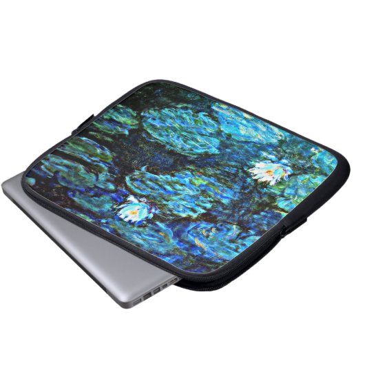 Monet - Water Lilies, blau, Laptopschutzhülle (Vorne Knopf)
