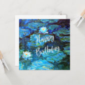 Monet - Water Lilies (blau) mit Birthday Wish Karte (Vorderseite/Rückseite Beispiel)