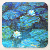 Monet - Water Lilies (blau) Rechteckiger Pappuntersetzer (Vorderseite)