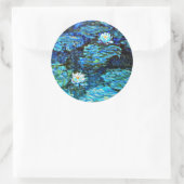 Monet - Water Lilies, blau Runder Aufkleber (Tasche)
