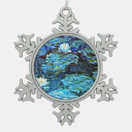 Monet - Water Lilies (blau) Schneeflocken Zinn-Ornament