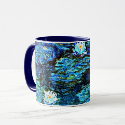 Monet - Water Lilies, blau Tasse (Vorderseite Links)