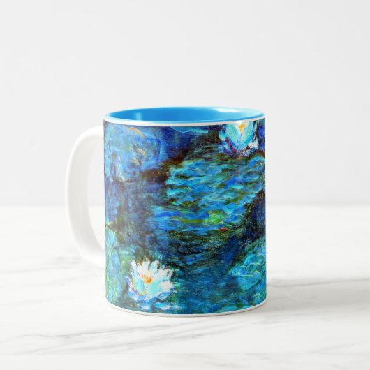Monet - Water Lilies (blau) Zweifarbige Tasse (Vorderseite Links)