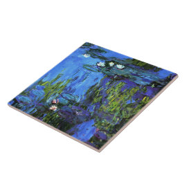 Monet - Water-Lilies, blaues Indigo, Fliese
