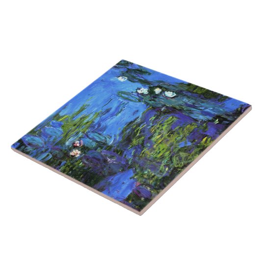 Monet - Water-Lilies, blaues Indigo, Fliese (Seite)