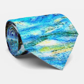 Monet - Water Lilies Blue, famous painting, Krawatte (Gerollt)