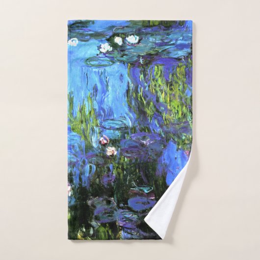 Monet - Water Lilies, Blue Indigo Handtuch (Handtuch)
