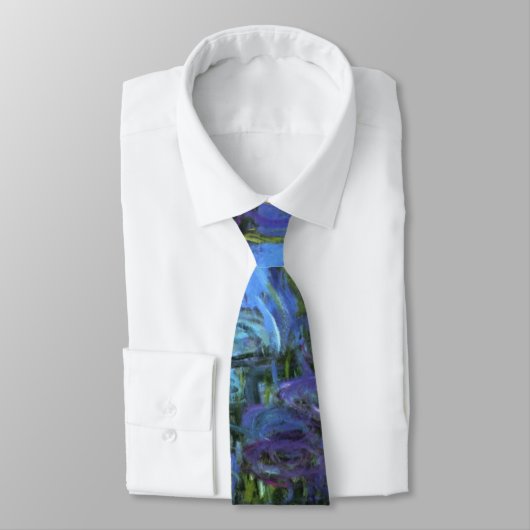 Monet - Water Lilies, Blue Indigo Neck Tie Krawatte (Gebunden)