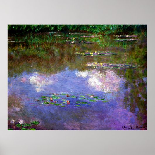 Monet - Water Lilies, die Wolken Poster (Vorne)