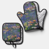 Monet Water Lilies Masterpiece Malerei Ofenhandschuh & Topflappen-Set (Vorderseite/Rückseite)