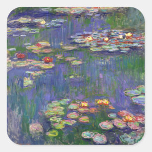 Monet Water Lilies Masterpiece Malerei Quadratischer Aufkleber