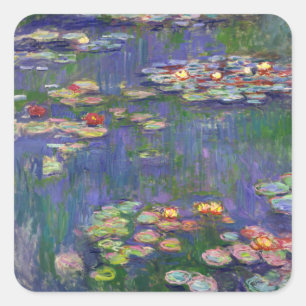 Monet Water Lilies Masterpiece Malerei Quadratischer Aufkleber