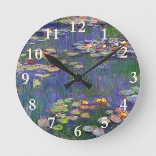 Monet Water Lilies Masterpiece Malerei Runde Wanduhr (Vorderseite)