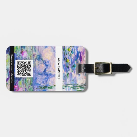 Monet - Water Lilies / Nympheas 1919 - QR-Code Gepäckanhänger (Vorderseite horizontal)