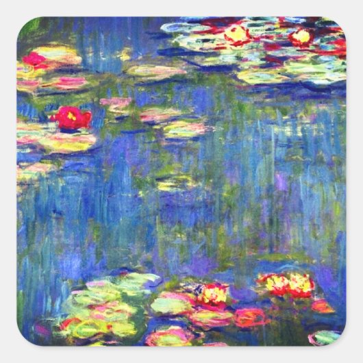 Monet Water Lilies Quadratischer Aufkleber (Vorderseite)