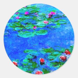 Monet: Water Lilies Red Artwork Runder Aufkleber