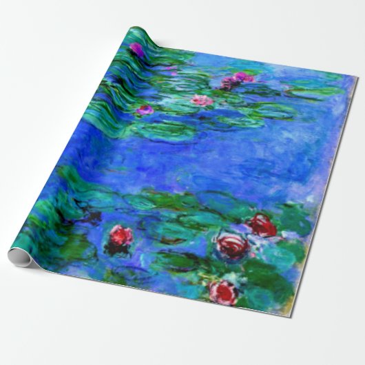 Monet - Water Lilies (rot) Geschenkpapier (Ungerollt)