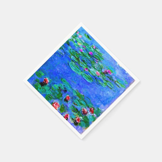 Monet - Water Lilies, rot Serviette (Ecke)