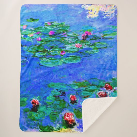 Monet - Water Lilies (rot) Sherpadecke (Vorderseite)