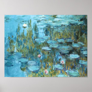 Monet - Water Lilies (türkis), 1915 Poster