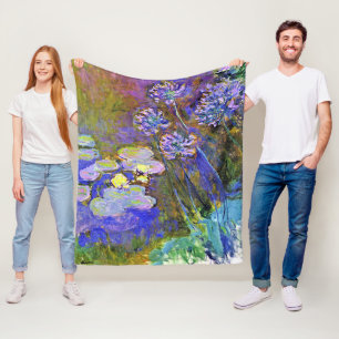 Monet - Water Lilies und Agapanthus Fleecedecke