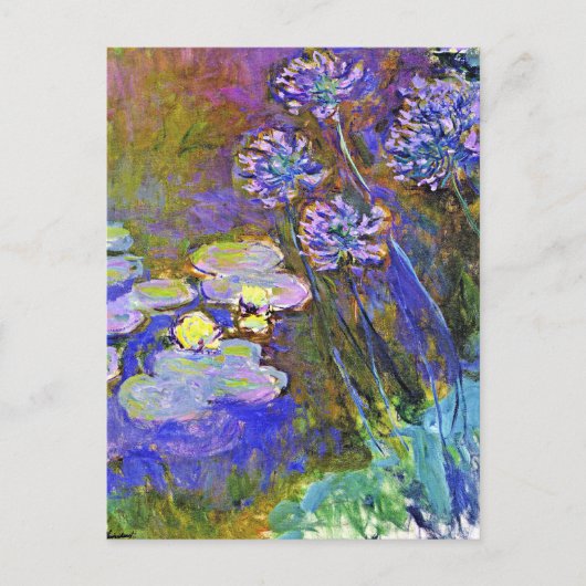 Monet - Water Lilies und Agapanthus Postkarte (Vorderseite)